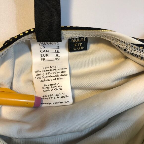 Niptuck Swimsuit Striped One Piece Ruching For Slimming Size 8 - Picture 12 of 13